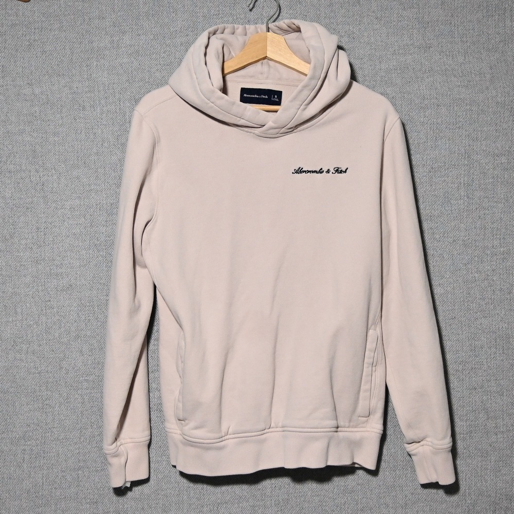 Abercrombie & Fitch Hoodie Mens Embroidered Logo Pullover Small Pink